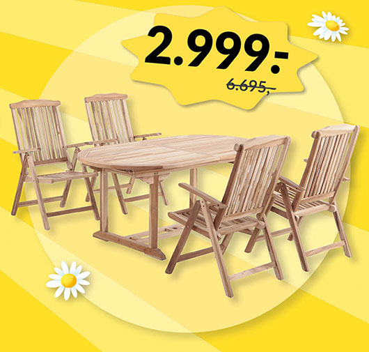 GRANADA TEAK HAVEMØBELSÆT - SOMMERUDSALG